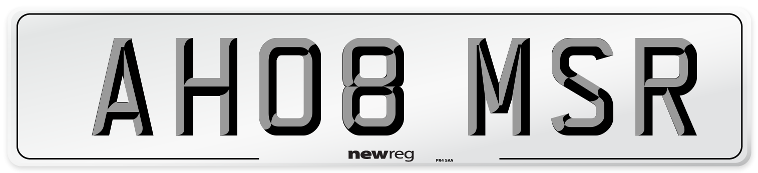 AH08 MSR Number Plate from New Reg